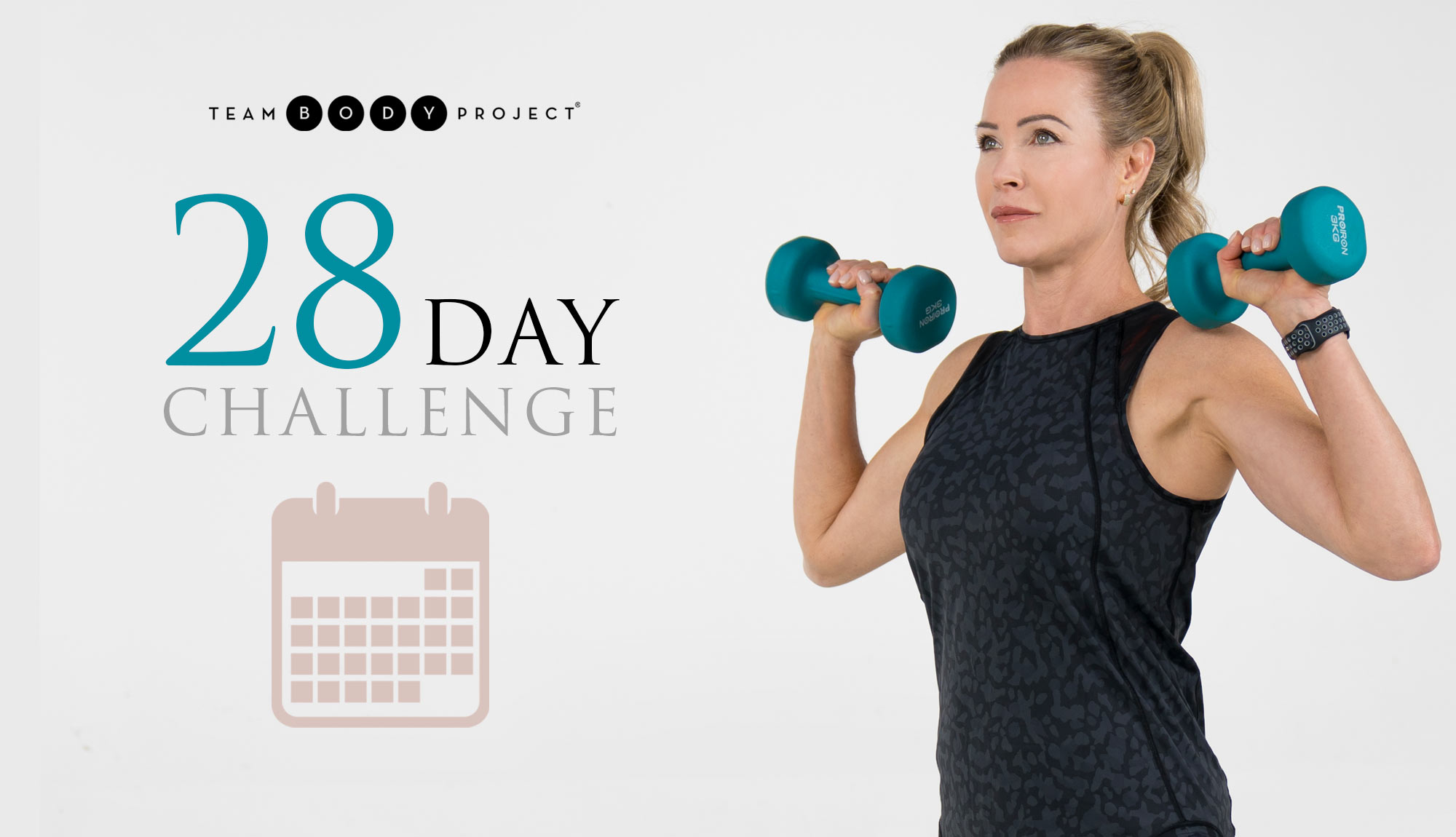 28-day-challenge-Cover 28 day challenge logo with image of Alex in black lifting green weights